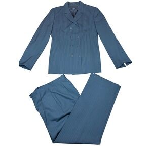 Zanella Christina Womens Black 100% Wool Pleated Pant Suit Set Made in Italy 10